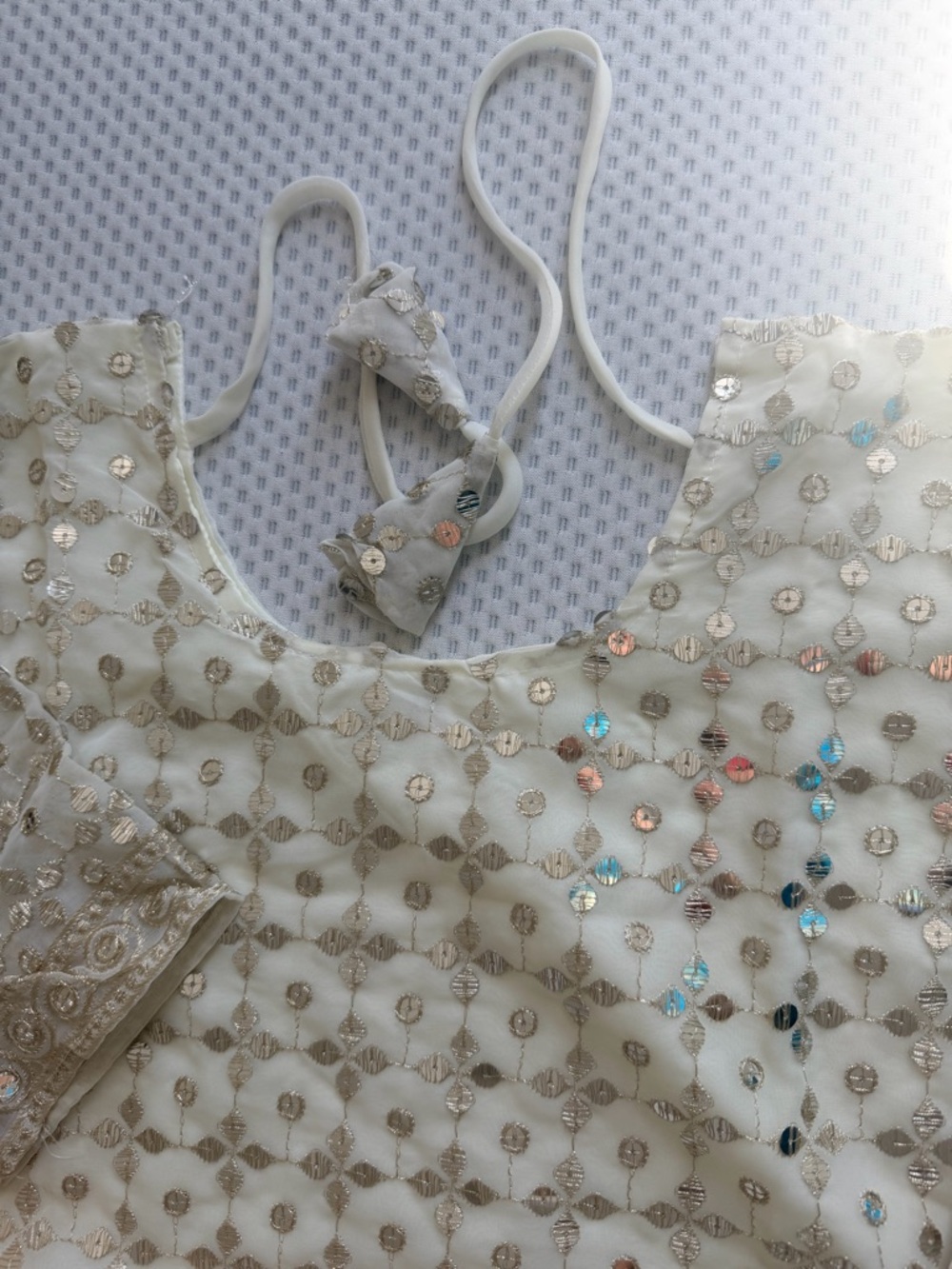 Ethnic Indian Wear Ivory & Gold Embroidered Lehenga Set - Picture 8 of 13